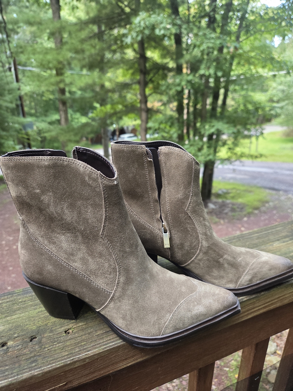 Marc Fisher Taupe Suede Ankle Boots